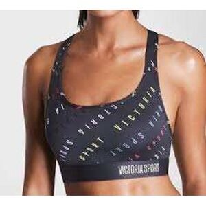 Victoria Sport Racerback Sports Bra Navy Blue Logo Print XS The Player